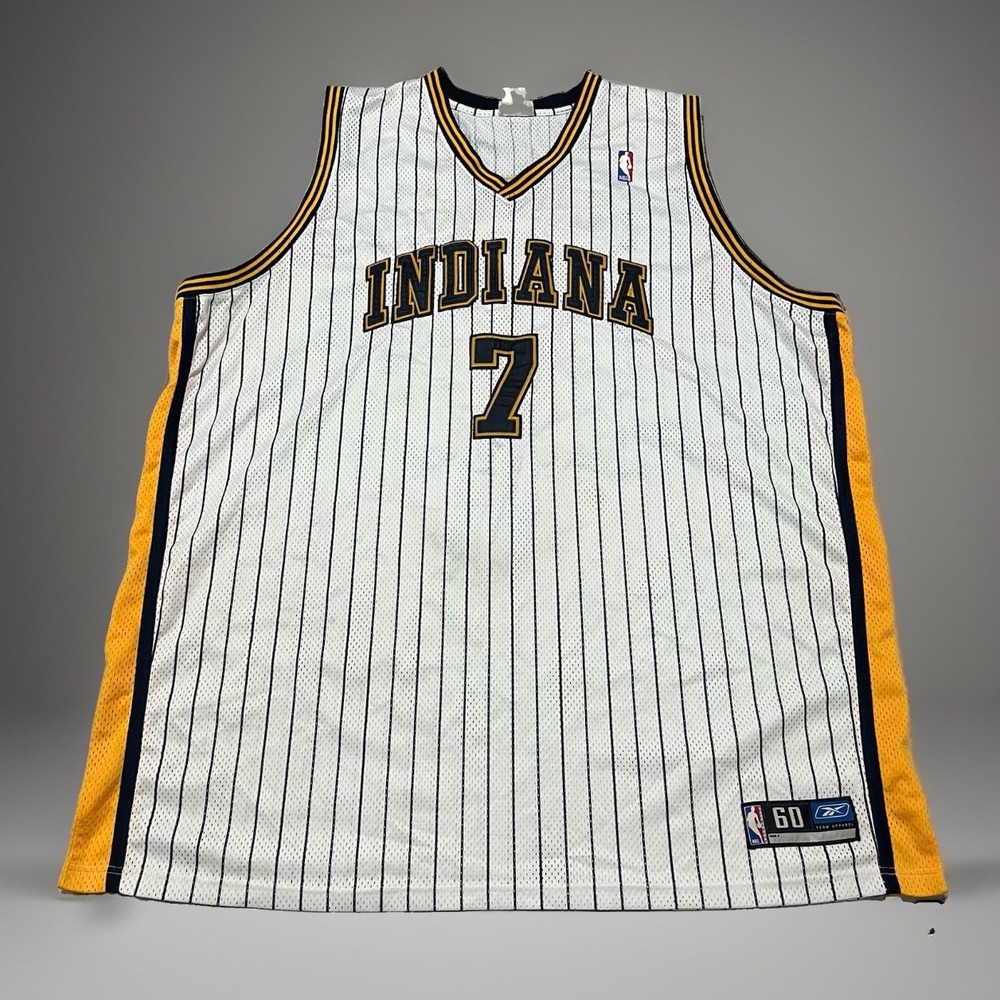 Vintage Jermaine O'Neal Indiana Pacers Stitched Reebok Pinstripe Jersey 60 4XL